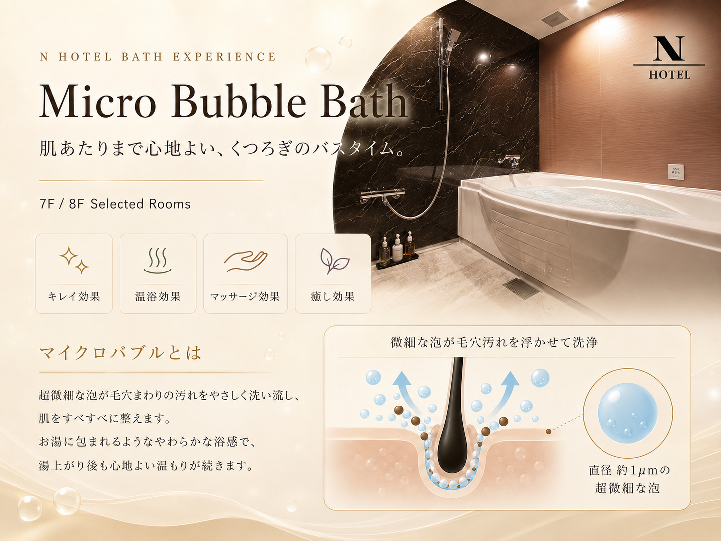 N HOTEL microbubble bath selected rooms